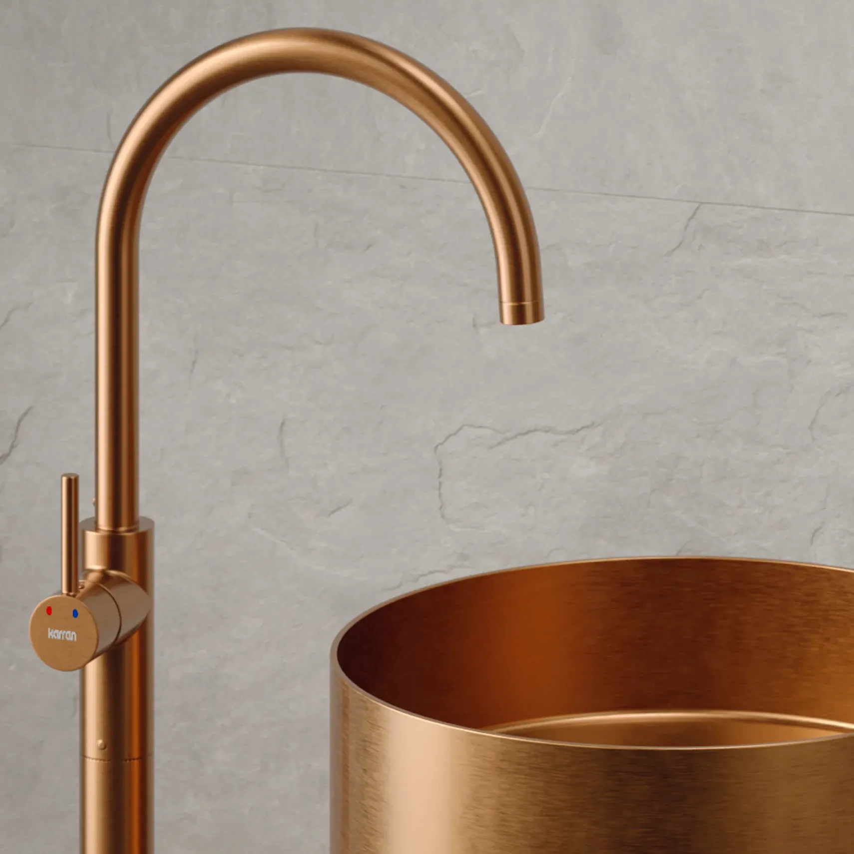 Karran Howick 1.5 GPM Single Lever Handle Lead-free Brass Bathroom Faucet, Freestanding Floor Mounted, Brushed Copper, KBF650BC