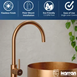 Karran Howick 1.5 GPM Single Lever Handle Lead-free Brass Bathroom Faucet, Freestanding Floor Mounted, Brushed Copper, KBF650BC