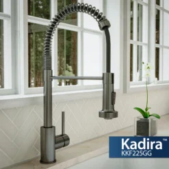 Karran Kadira 1.8 GPM Single Lever Handle Lead-free Brass ADA Kitchen Faucet, Pull-Down, Gunmetal Grey, KKF225GG