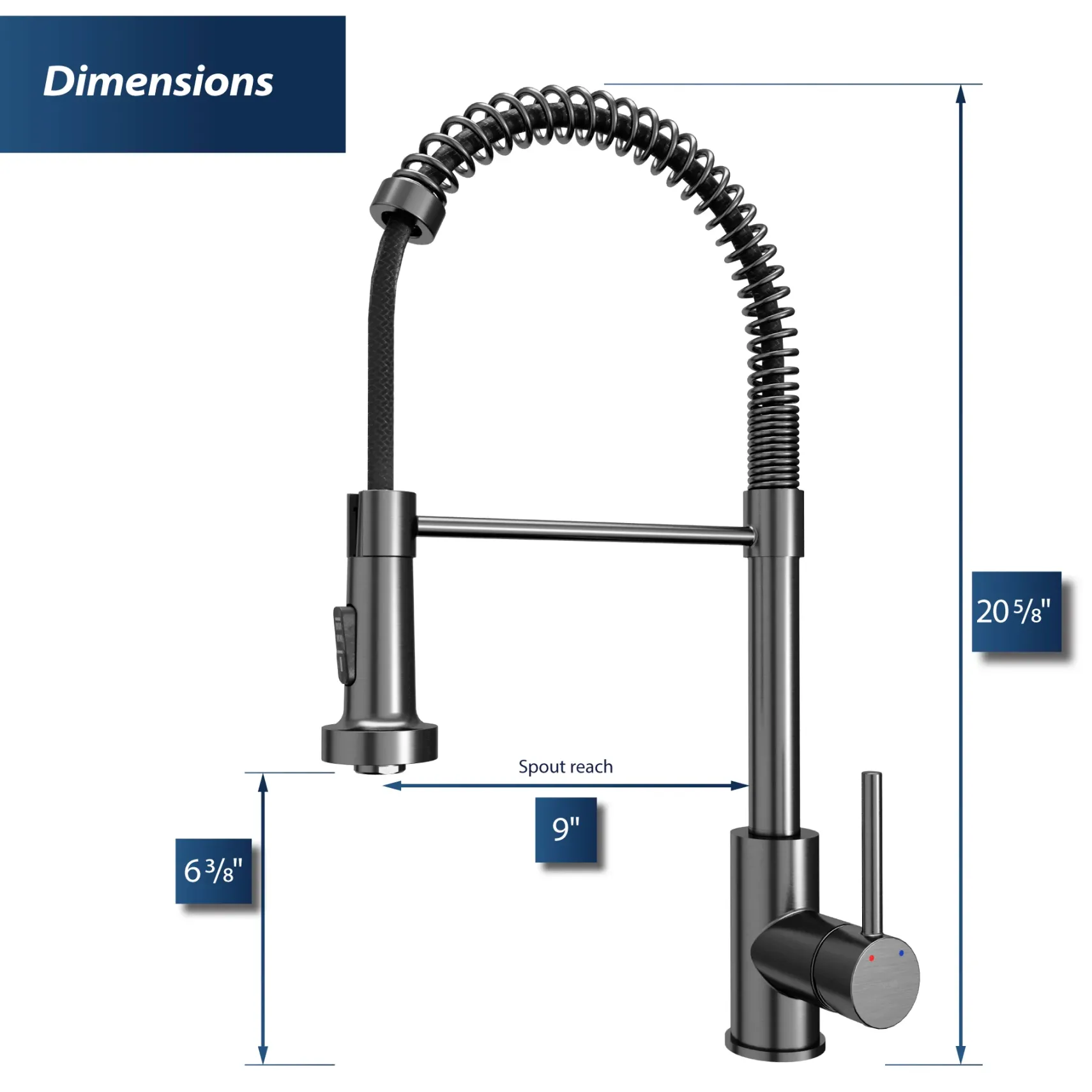 Karran Kadira 1.8 GPM Single Lever Handle Lead-free Brass ADA Kitchen Faucet, Pull-Down, Gunmetal Grey, KKF225GG