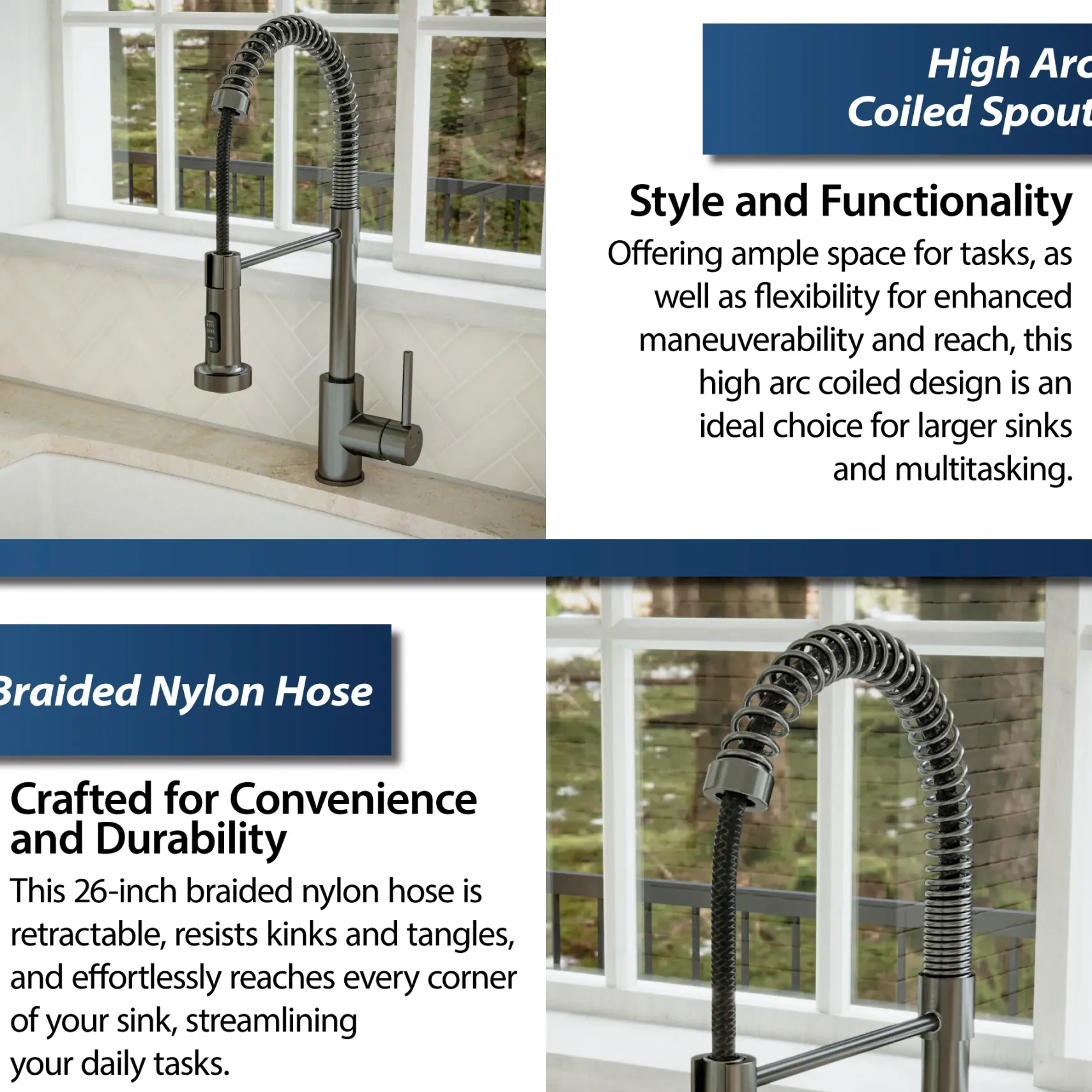 Karran Kadira 1.8 GPM Single Lever Handle Lead-free Brass ADA Kitchen Faucet, Pull-Down, Gunmetal Grey, KKF225GG