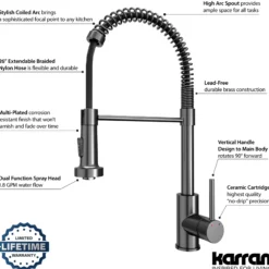 Karran Kadira 1.8 GPM Single Lever Handle Lead-free Brass ADA Kitchen Faucet, Pull-Down, Gunmetal Grey, KKF225GG