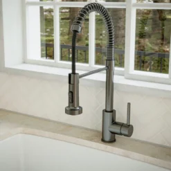 Karran Kadira 1.8 GPM Single Lever Handle Lead-free Brass ADA Kitchen Faucet, Pull-Down, Gunmetal Grey, KKF225GG
