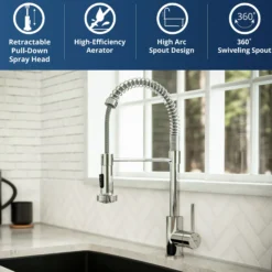 Karran Kadira 1.8 GPM Single Lever Handle Lead-free Brass ADA Kitchen Faucet, Pull-Down, Chrome, KKF225C