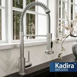 Karran Kadira 1.8 GPM Single Lever Handle Lead-free Brass ADA Kitchen Faucet, Pull-Down, Stainless Steel, KKF225SS