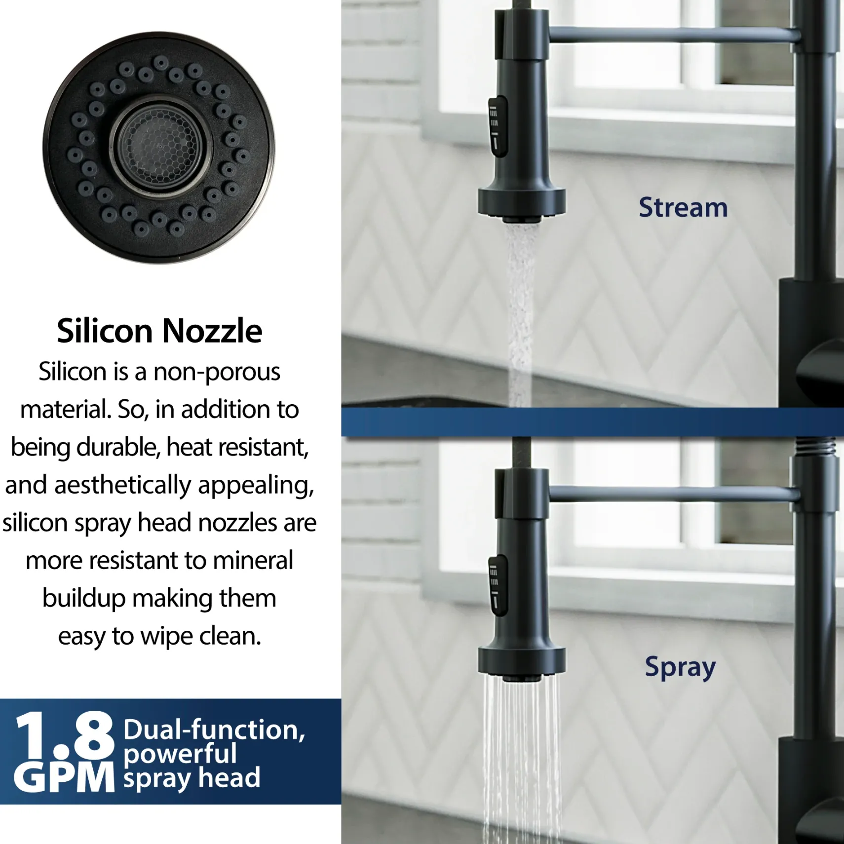 Karran Kadira 1.8 GPM Single Lever Handle Lead-free Brass ADA Kitchen Faucet, Pull-Down, Matte Black, KKF225MB