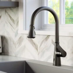 Karran Kadoma 1.8 GPM Single Lever Handle Touchless ADA Kitchen Faucet, Pull-Down Kitchen, Matte Black, KKF340MB