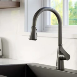 Karran Kadoma 1.8 GPM Single Lever Handle Touchless ADA Kitchen Faucet, Pull-Down Kitchen, Gunmetal Grey, KKF340GG
