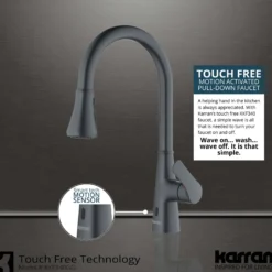 Karran Kadoma 1.8 GPM Single Lever Handle Touchless ADA Kitchen Faucet, Pull-Down Kitchen, Gunmetal Grey, KKF340GG