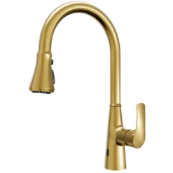 Karran Kadoma 1.8 GPM Single Lever Handle Lead-free Brass ADA Kitchen Faucet, Pull-Down Kitchen, Brushed Gold, KKF340BG
