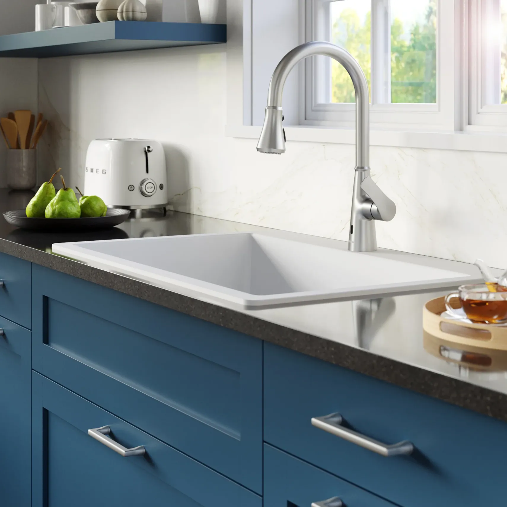 Karran Kadoma 1.8 GPM Single Lever Handle Touchless ADA Kitchen Faucet, Pull-Down Kitchen, Stainless Steel, KKF340SS