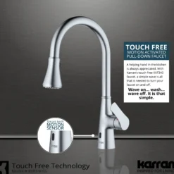 Karran Kadoma 1.8 GPM Single Lever Handle Touchless ADA Kitchen Faucet, Pull-Down Kitchen, Stainless Steel, KKF340SS