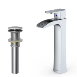Karran Kassel 1.2 GPM Single Lever Handle Lead-free Brass ADA Bathroom Faucet, Vessel, Stainless Steel, KBF442SS