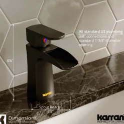 Karran Kassel 1.2 GPM Single Lever Handle Lead-free Brass ADA Bathroom Faucet, Basin, Matte Black, KBF440MB