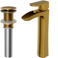 Karran Kassel 1.2 GPM Single Lever Handle Lead-free Brass ADA Bathroom Faucet, Vessel, Gold, KBF442G
