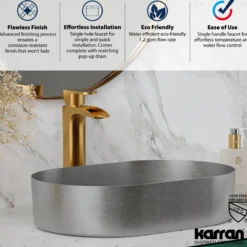Karran Kassel 1.2 GPM Single Lever Handle Lead-free Brass ADA Bathroom Faucet, Vessel, Gold, KBF442G