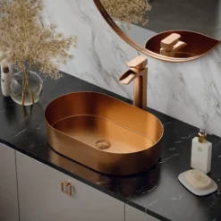 Karran Kassel 1.2 GPM Single Lever Handle Lead-free Brass ADA Bathroom Faucet, Vessel, Brushed Copper, KBF442BC