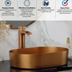 Karran Kassel 1.2 GPM Single Lever Handle Lead-free Brass ADA Bathroom Faucet, Vessel, Brushed Copper, KBF442BC