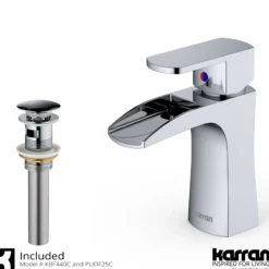 Karran Kassel 1.2 GPM Single Lever Handle Lead-free Brass ADA Bathroom Faucet, Basin, Chrome, KBF440C