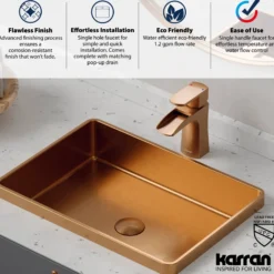Karran Kassel 1.2 GPM Single Lever Handle Lead-free Brass ADA Bathroom Faucet, Basin, Brushed Copper, KBF440BC