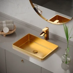 Karran Kassel 1.2 GPM Single Lever Handle Lead-free Brass ADA Bathroom Faucet, Basin, Gold, KBF440G