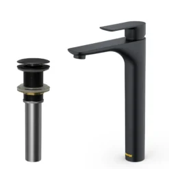 Karran Kayes 1.2 GPM Single Lever Handle Lead-free Brass ADA Bathroom Faucet, Vessel, Matte Black, KBF422MB