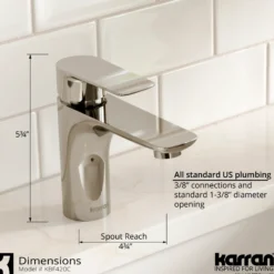 Karran Kayes 1.2 GPM Single Lever Handle Lead-free Brass ADA Bathroom Faucet, Basin, Chrome, KBF420C