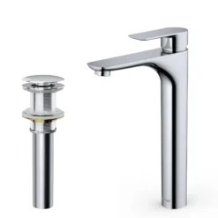 Karran Kayes 1.2 GPM Single Lever Handle Lead-free Brass ADA Bathroom Faucet, Vessel, Chrome, KBF422C