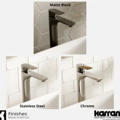 Karran Kayes 1.2 GPM Single Lever Handle Lead-free Brass ADA Bathroom Faucet, Vessel, Chrome, KBF422C