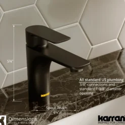 Karran Kayes 1.2 GPM Single Lever Handle Lead-free Brass ADA Bathroom Faucet, Basin, Matte Black, KBF420MB