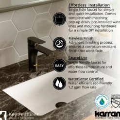 Karran Kayes 1.2 GPM Single Lever Handle Lead-free Brass ADA Bathroom Faucet, Basin, Matte Black, KBF420MB