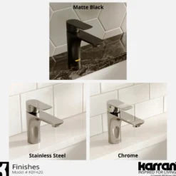 Karran Kayes 1.2 GPM Single Lever Handle Lead-free Brass ADA Bathroom Faucet, Basin, Stainless Steel, KBF420SS