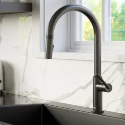 Karran Lagrange 1.8 GPM Single Lever Handle Lead-free Brass ADA Kitchen Faucet, Pull-Down Kitchen, Gunmetal Grey, KKF350GG