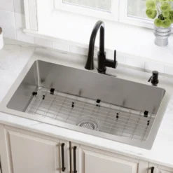 Karran Lansen 33" Drop In Stainless Steel Kitchen Sink, 18 Gauge, TMSB3311-PK1