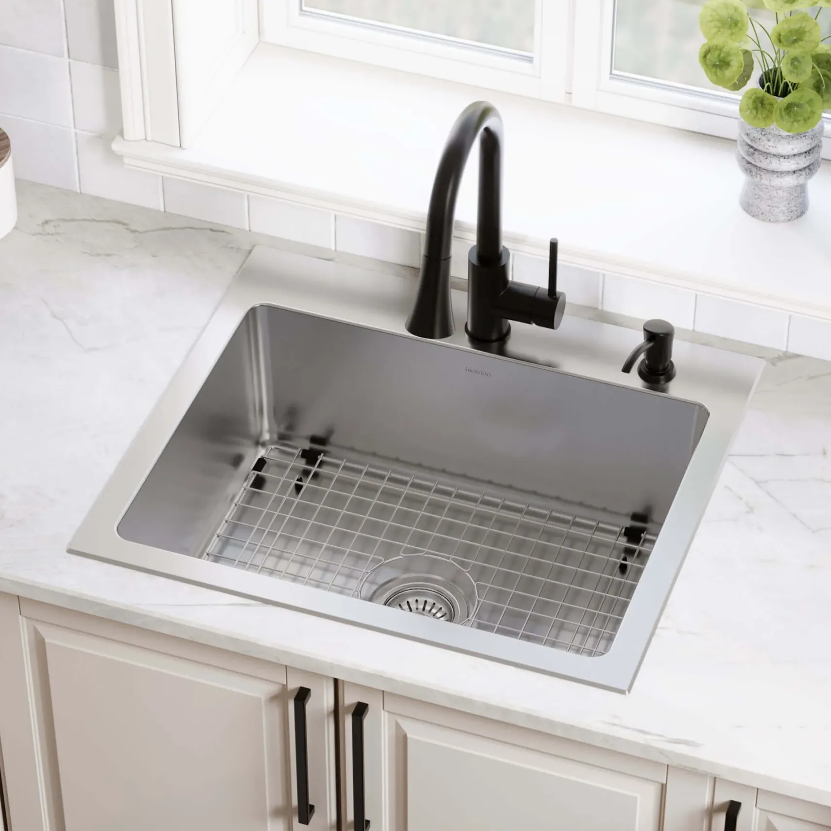 Karran Lansen 25" Drop In Stainless Steel Kitchen Sink, 18 Gauge, TMSB2511-PK1