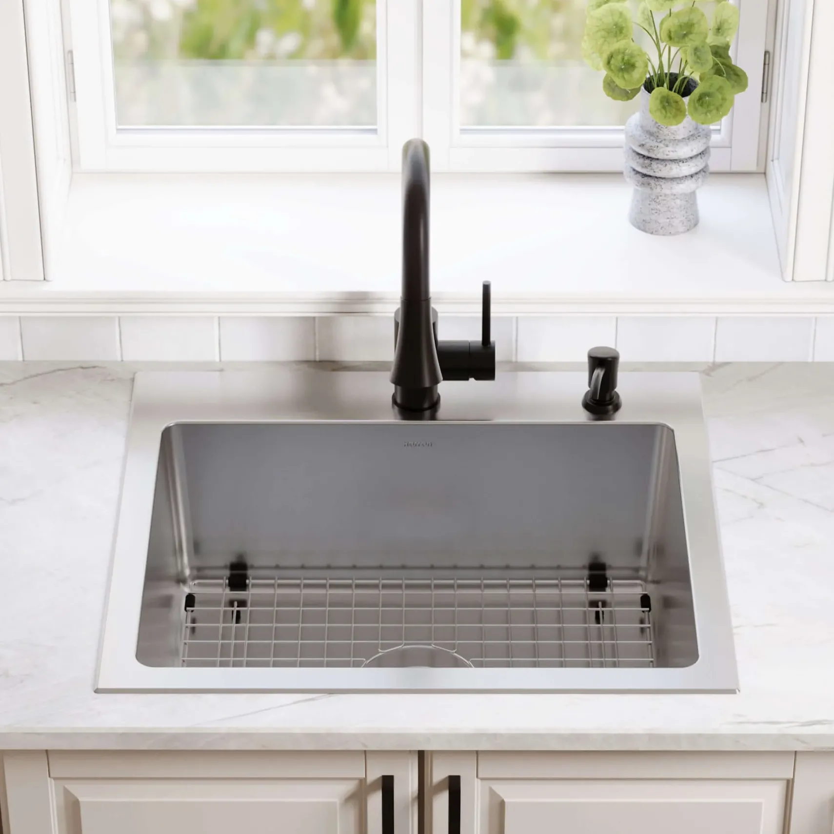 Karran Lansen 25" Drop In Stainless Steel Kitchen Sink, 18 Gauge, TMSB2511-PK1