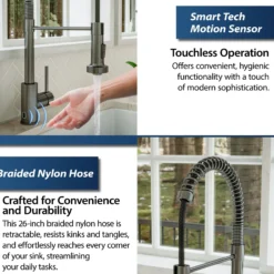 Karran Loxton 1.8 GPM Single Lever Handle Lead-free Brass ADA Touchless Kitchen Faucet, Pull-Down, Gunmetal Grey, KKF228GG