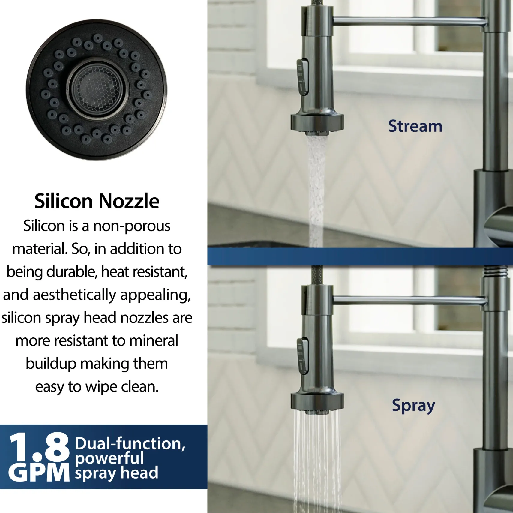 Karran Loxton 1.8 GPM Single Lever Handle Lead-free Brass ADA Touchless Kitchen Faucet, Pull-Down, Gunmetal Grey, KKF228GG