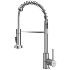 Karran Loxton 1.8 GPM Single Lever Handle Lead-free Brass ADA Touchless Kitchen Faucet, Pull-Down, Stainless Steel, KKF228SS
