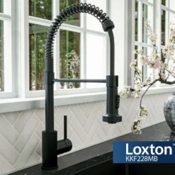 Karran Loxton 1.8 GPM Single Lever Handle Lead-free Brass ADA Touchless Kitchen Faucet, Pull-Down, Matte Black, KKF228MB