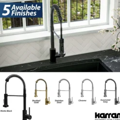 Karran Loxton 1.8 GPM Single Lever Handle Lead-free Brass ADA Touchless Kitchen Faucet, Pull-Down, Matte Black, KKF228MB