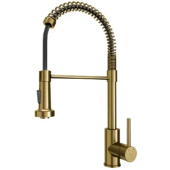 Karran Loxton 1.8 GPM Single Lever Handle Lead-free Brass ADA Touchless Kitchen Faucet, Pull-Down, Brushed Gold, KKF228BG