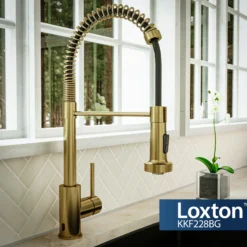 Karran Loxton 1.8 GPM Single Lever Handle Lead-free Brass ADA Touchless Kitchen Faucet, Pull-Down, Brushed Gold, KKF228BG