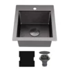 Karran Matrix 17" Drop In/Topmount Stainless Steel Workstation Kitchen Sink with Accessories, Gunmetal Grey, 16 Gauge, HST1719SBGG