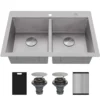 Karran Matrix 33" Drop In/Topmount Stainless Steel Workstation Kitchen Sink with Accessories, 50/50 Double Bowl, 16 Gauge, HST3322DBSS