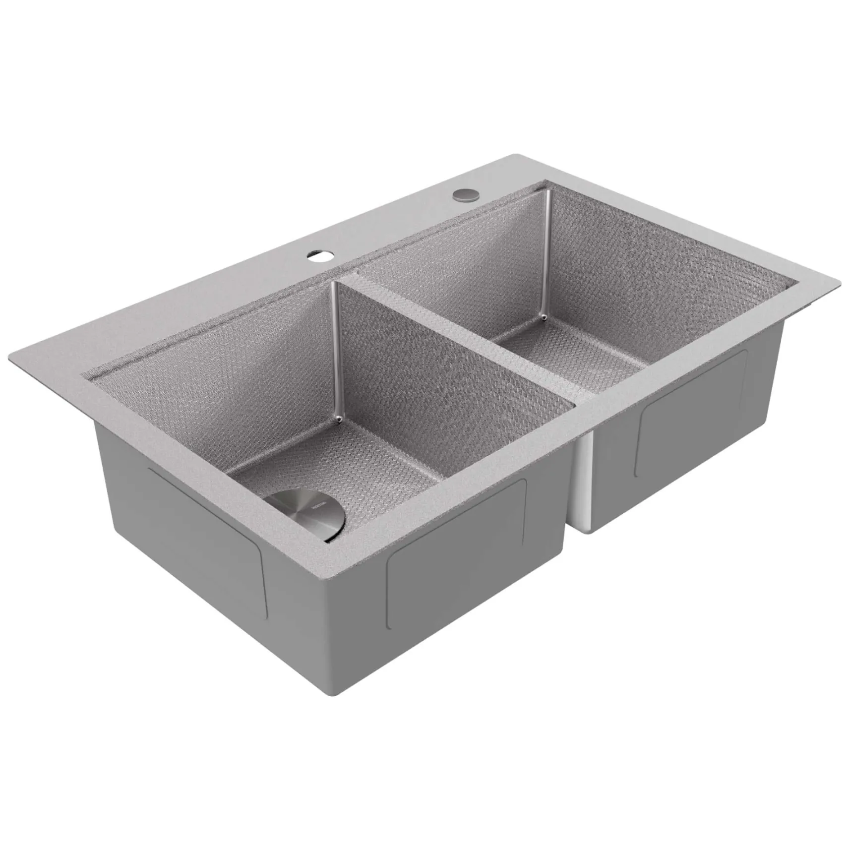 Karran Matrix 33" Drop In/Topmount Stainless Steel Workstation Kitchen Sink with Accessories, 50/50 Double Bowl, 16 Gauge, HST3322DBSS