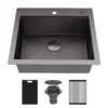 Karran Matrix 25" Drop In/Topmount Stainless Steel Workstation Kitchen Sink with Accessories, Gunmetal Grey, 16 Gauge, HST2522SBGG