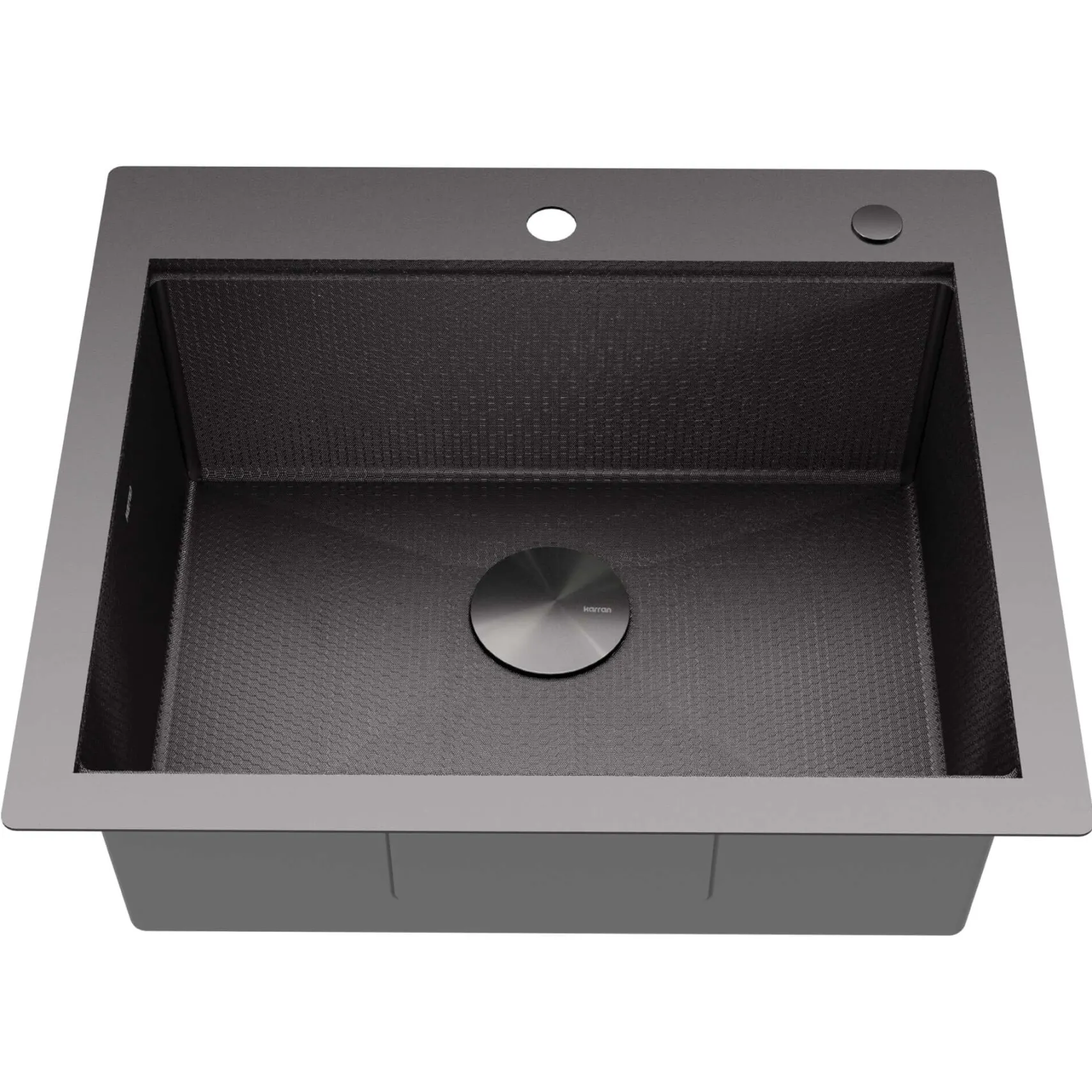 Karran Matrix 25" Drop In/Topmount Stainless Steel Workstation Kitchen Sink with Accessories, Gunmetal Grey, 16 Gauge, HST2522SBGG