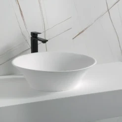 Karran Quattro 20.625" x 17" Oval Vessel Acrylic Solid Surface ADA Bathroom Sink, White, QM164WH