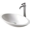 Karran Quattro 23" x 13.25" Oval Vessel Acrylic Solid Surface ADA Bathroom Sink with Stainless Steel Faucet and Accessories, White, QM160WH412SS